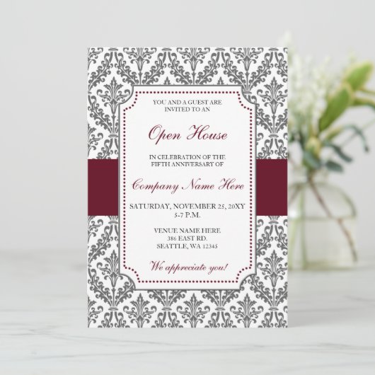 Elegant Burgundy Corporate party Invitation Kaart (Staand voorkant)