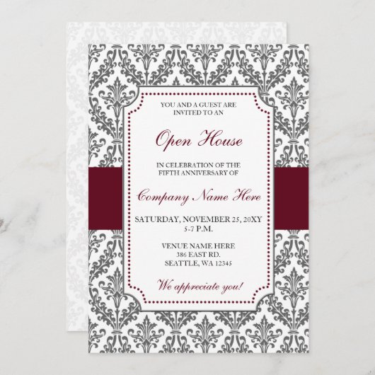Elegant Burgundy Corporate party Invitation Kaart (Voorkant / Achterkant)