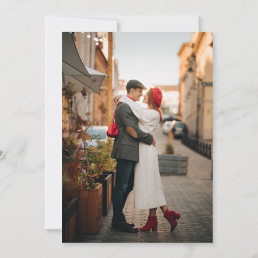 Elegant Burgundy Couple Photo Engagement Party Aankondiging (Achterkant)