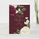 Elegant Burgundy & Cream Roos Blossom Moederdag Kaart (Voorkant)