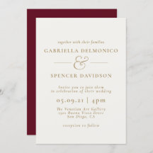 Elegant Burgundy Cream Wedding Invitation