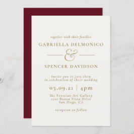 Elegant Burgundy Cream Wedding Invitation Kaart