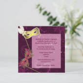 Elegant Burgundy Custom Masquerade Ball Invitation Kaart (Staand voorkant)