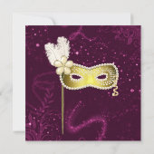 Elegant Burgundy Custom Masquerade Ball Invitation Kaart (Achterkant)