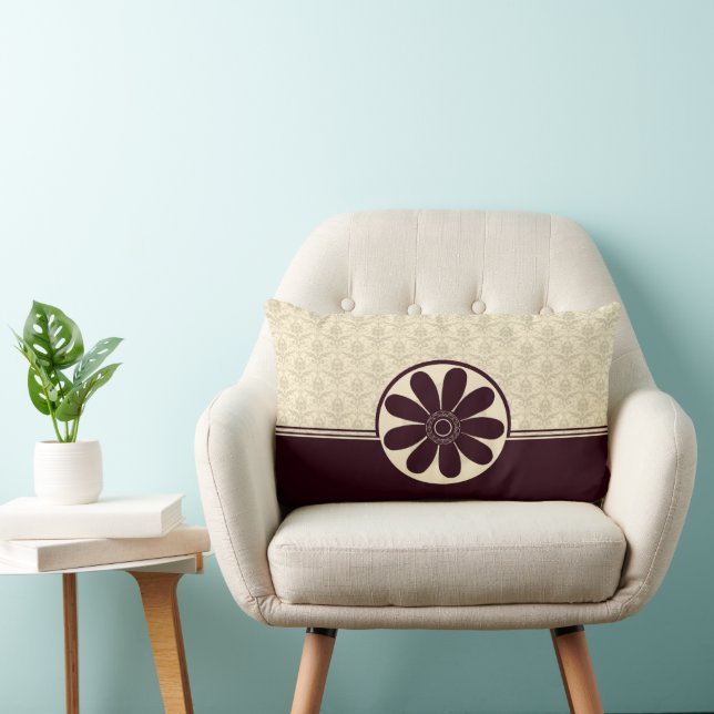 Elegant Burgundy Damask American Mo Jo Pillow Kussen (Stoel)