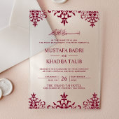 Elegant Burgundy Damask Islamic Wedding Acryl Uitnodigingen