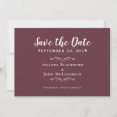 Elegant Burgundy Delicate Romantic Calligraphy Save The Date (Voorkant)