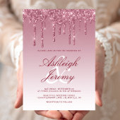 Elegant Burgundy Driving Glitter Script Weduwen Kaart