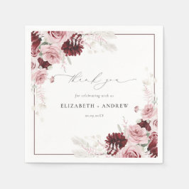 Elegant Burgundy Dusty Roos Waterverf bruiloft Servet