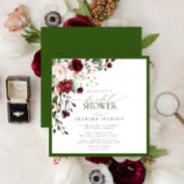 Elegant Burgundy Emerald Green Floral Waterverf Kaart