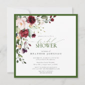 Elegant Burgundy Emerald Green Floral Waterverf Kaart (Voorkant)