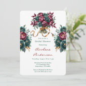 Elegant Burgundy Emerald Peony Vrijgezellenfeest Kaart (Staand voorkant)