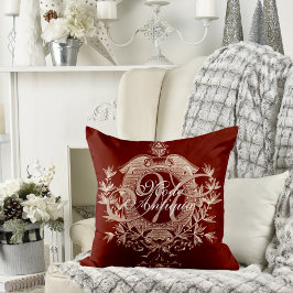 Elegant Burgundy en Cream Antiek Chateau Chic Kussen