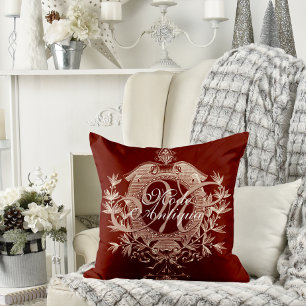 Elegant Burgundy en Cream Antiek Chateau Chic Kussen