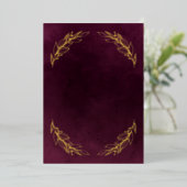 Elegant Burgundy en Gold Botanical Wedding Folie Uitnodiging (Staand Voorkant)