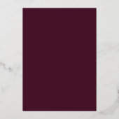 Elegant Burgundy en Gold Botanical Wedding Folie Uitnodiging (Achterkant)