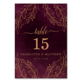 Elegant Burgundy en Gold Botanical Wedding Kaart