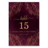 Elegant Burgundy en Gold Botanical Wedding Kaart (Achterkant)