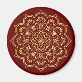 Elegant Burgundy en Gold Floral Mandala Pattern Magneet (Voorkant)