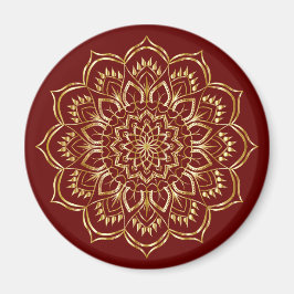 Elegant Burgundy en Gold Floral Mandala Pattern Magneet