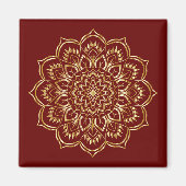 Elegant Burgundy en Gold Floral Mandala Pattern Magneet (Voorkant)