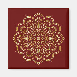 Elegant Burgundy en Gold Floral Mandala Pattern Magneet