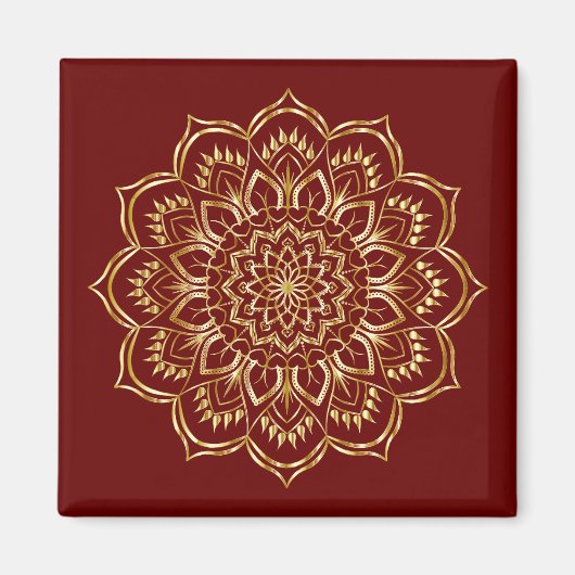 Elegant Burgundy en Gold Floral Mandala Pattern Magneet (Voorkant)