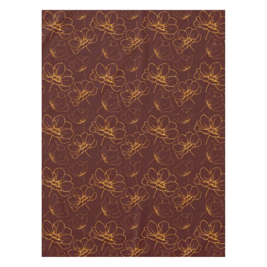 Elegant Burgundy en Gold Floral Table Cloth Tafelkleed (Voorkant)