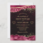 Elegant Burgundy en Gold Glam Tears Edges Wedding Kaart (Voorkant)