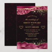 Elegant Burgundy en Gold Glam Tears Edges Wedding Kaart (Voorkant / Achterkant)