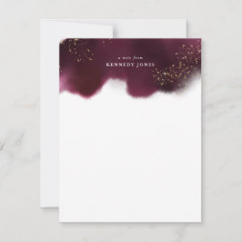 Elegant Burgundy en Gold Glitter - Gepersonaliseer Notitiekaartje