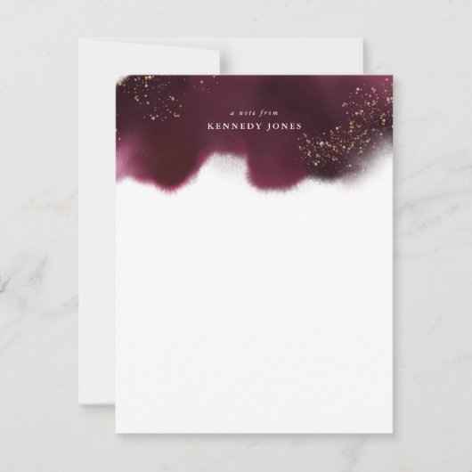 Elegant Burgundy en Gold Glitter - Gepersonaliseer Notitiekaartje (Voorkant)