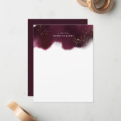 Elegant Burgundy en Gold Glitter - Gepersonaliseer Notitiekaartje (Voorkant / Achterkant in situ)