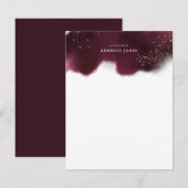 Elegant Burgundy en Gold Glitter - Gepersonaliseer Notitiekaartje (Voorkant / Achterkant)