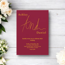 Elegant Burgundy En Goud Modern Slecht Huwelijk