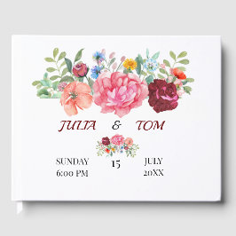 Elegant Burgundy en Rosy Floral Gastenboek