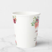 Elegant Burgundy en Rosy Floral Papieren Bekers (Rechts)