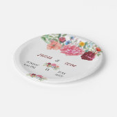 Elegant Burgundy en Rosy Floral Papieren Bordje (Gekanteld)