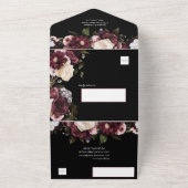 Elegant burgundy en roze bloemen bruiloft all in one uitnodiging (Buitenkant)