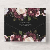 Elegant burgundy en roze bloemen bruiloft all in one uitnodiging (Achterkant)