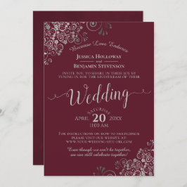 Elegant Burgundy en Silver Wedding Livestream Kaart