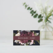 Elegant Burgundy en White Floral | Visitekaartje (Staand voorkant)