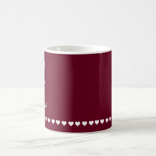 Elegant Burgundy en White Monogram Koffiemok (Center)