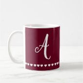 Elegant Burgundy en White Monogram Koffiemok (Links)