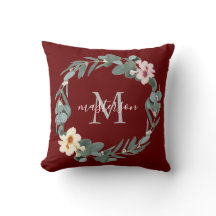 Elegant Burgundy Eucalyptus Floral Monogram