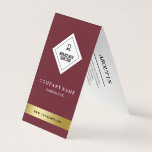 Elegant Burgundy Faux Gold Uw Logo Label ophangen Visitekaartje