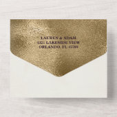 Elegant Burgundy & Faux Gold Wedding All In One Uitnodiging (Achterkant)