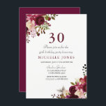 Elegant Burgundy Floral 30th Birthday Invitation Kaart<br><div class="desc">Elegant Burgundy Floral 30th Birthday Invitation Matching collectie in Niche and Nest store.</div>