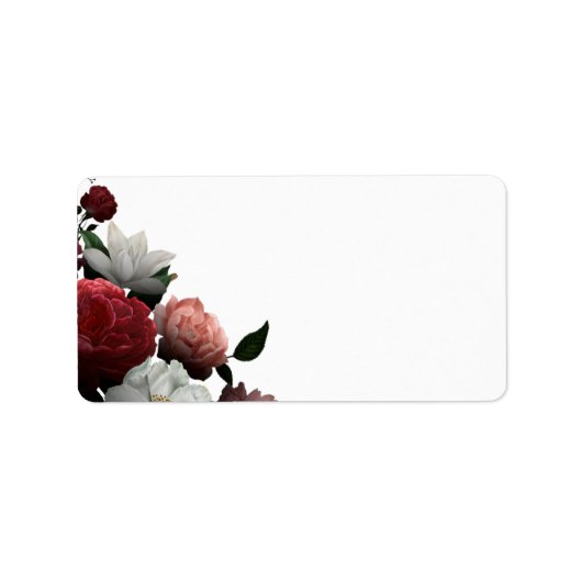 Elegant Burgundy Floral - Adres label - bruiloft