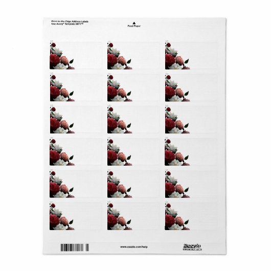 Elegant Burgundy Floral - Adres label - bruiloft (Full Sheet)